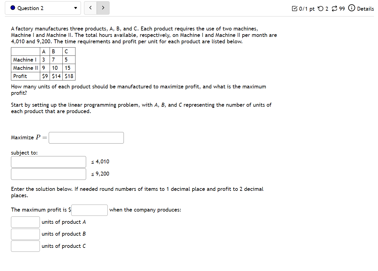 Solved A Factory Manufactures Three Products, A, B, And C. | Chegg.com