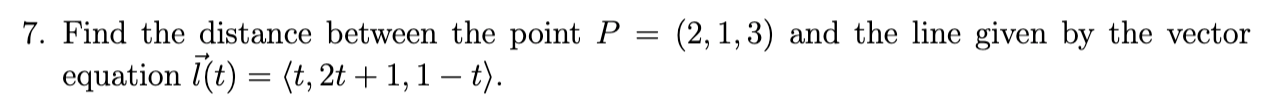 Solved Find the distance between the point P and the line | Chegg.com