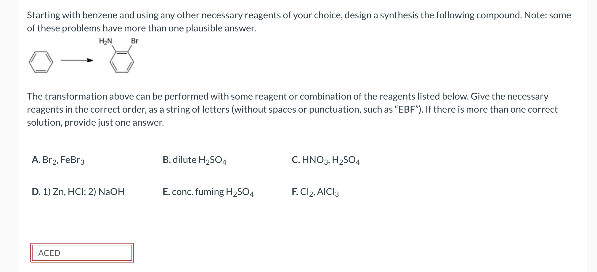 Solved Starting With Benzene And Using Any Other Necessary | Chegg.com