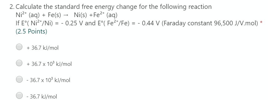 Solved 2. Calculate the standard free energy change for the | Chegg.com