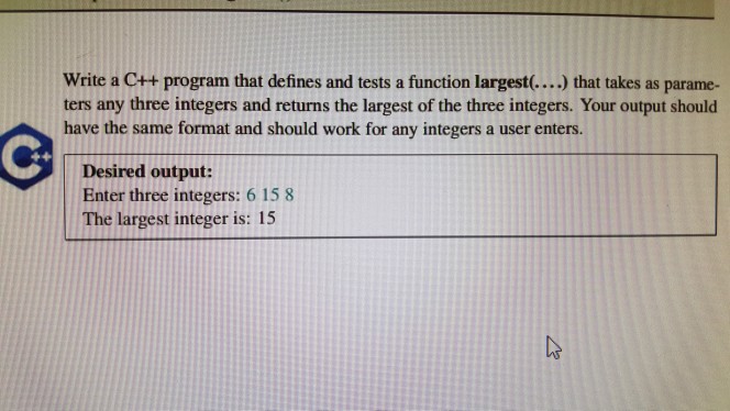Solved Write a C++ program that defines and tests a function | Chegg.com