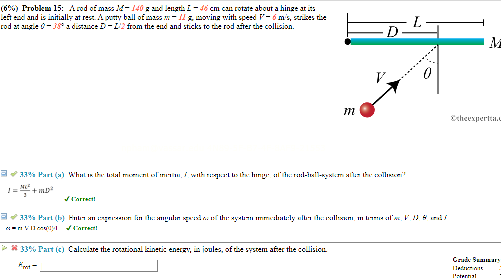 Solved 6 Problem 15 A Rod Of Mass M 140 G And Length Chegg Com