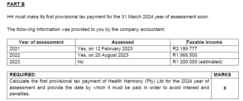 Solved HH Must Make Its First Provisional Tax Payment For Chegg Com   PhpLVRkSX