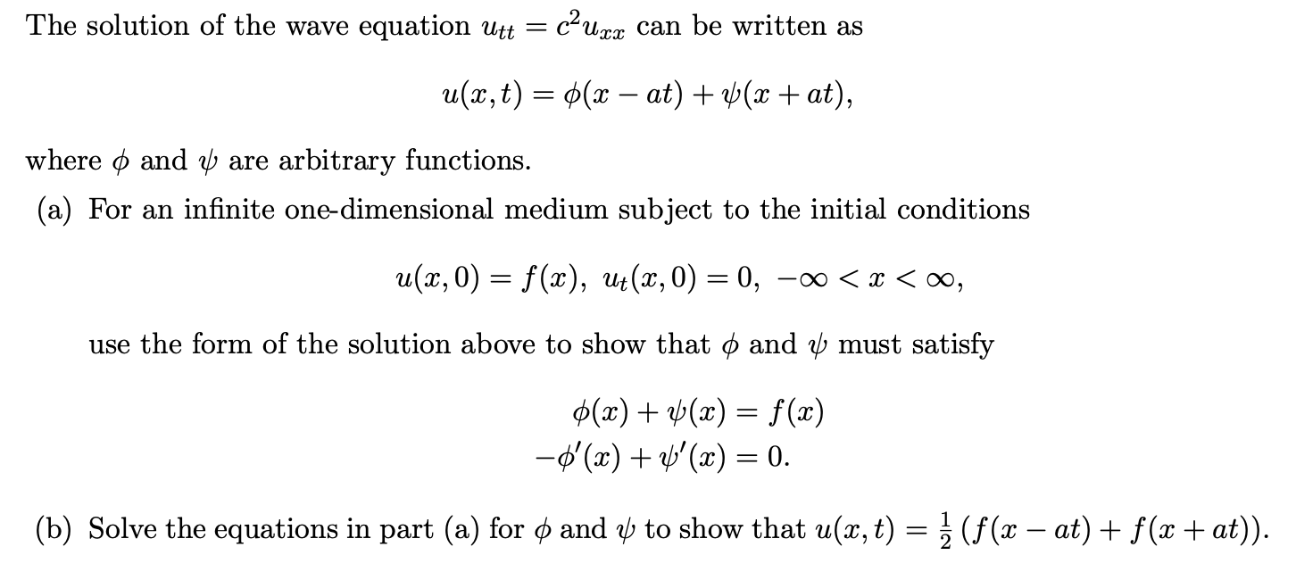Solved The solution of the wave equation Utt = c-Ucr can be | Chegg.com