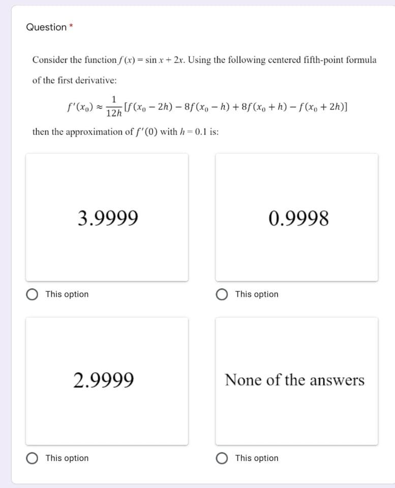 Solved Question * Consider the function(x) = sin x + 2x. | Chegg.com
