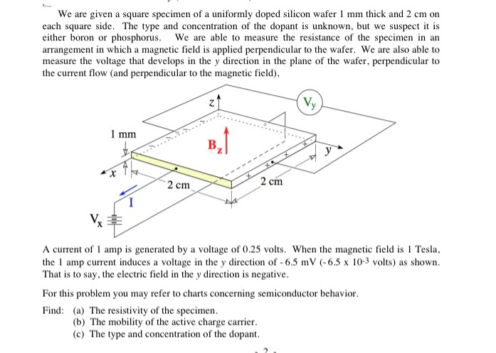 Solved We are given a square specimen of a uniformly doped | Chegg.com