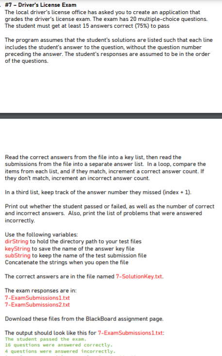 Solved #7 - Driver's License Exam The local driver's license | Chegg.com