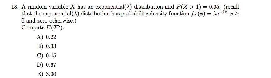 Solved 18. A random variable X has an exponential(1) | Chegg.com