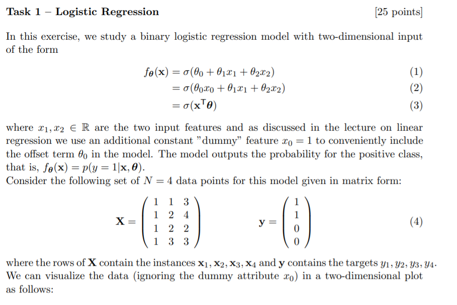 Solved Task 1 - Logistic Regression [25 Points) In This | Chegg.com