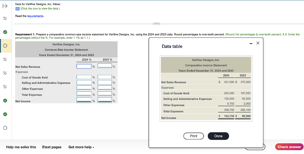 Solved Data for Verifine Designs, Inc. follow (Click the