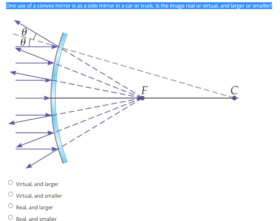 Solved One use of a convex mirror is as a side mirror in a