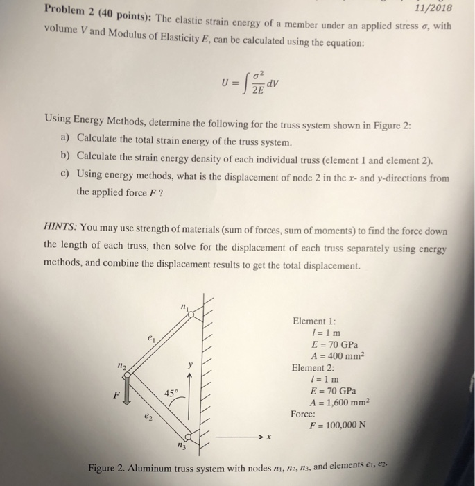 Solved Problem 2 (40 points): The elastic strain energy of a | Chegg.com
