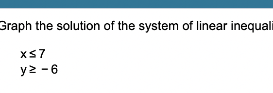 Solved Graph the solution set of the following system of | Chegg.com