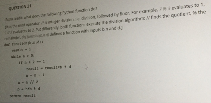 Solved QUESTION 21 Extra credit what does the following | Chegg.com