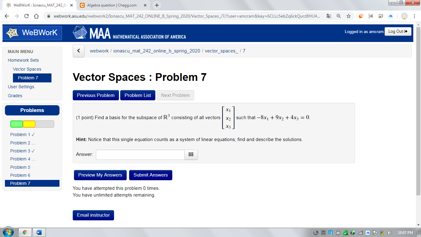 Solved WebWork: Ionascu_MAT_2420 X C Algebra Question | | Chegg.com