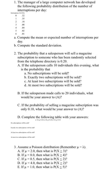 Solved 1. The manager of a large computer network has | Chegg.com