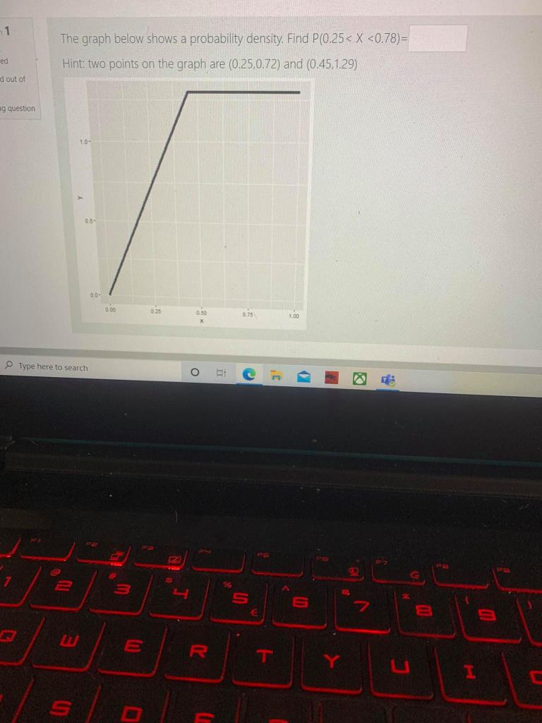 Solved 1 The graph below shows a probability density. Find | Chegg.com
