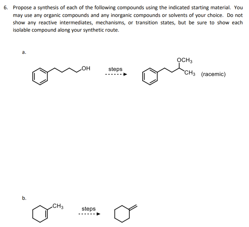 Solved 6. Propose a synthesis of each of the following | Chegg.com