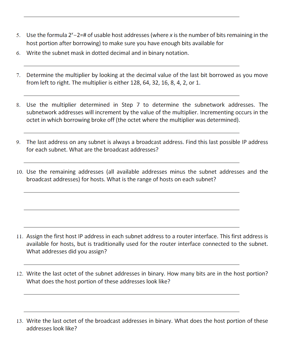 Solved Lab 4.1 Determine an IP Addressing Scheme for Network | Chegg.com