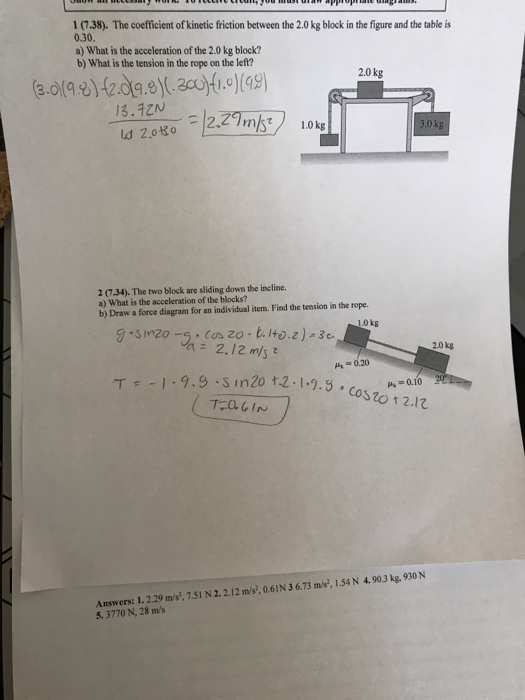 Solved 1 (7.38). The coefficient of kinetic friction between | Chegg.com