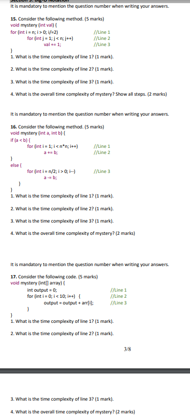 Solved It is mandatory to mention the question number when | Chegg.com