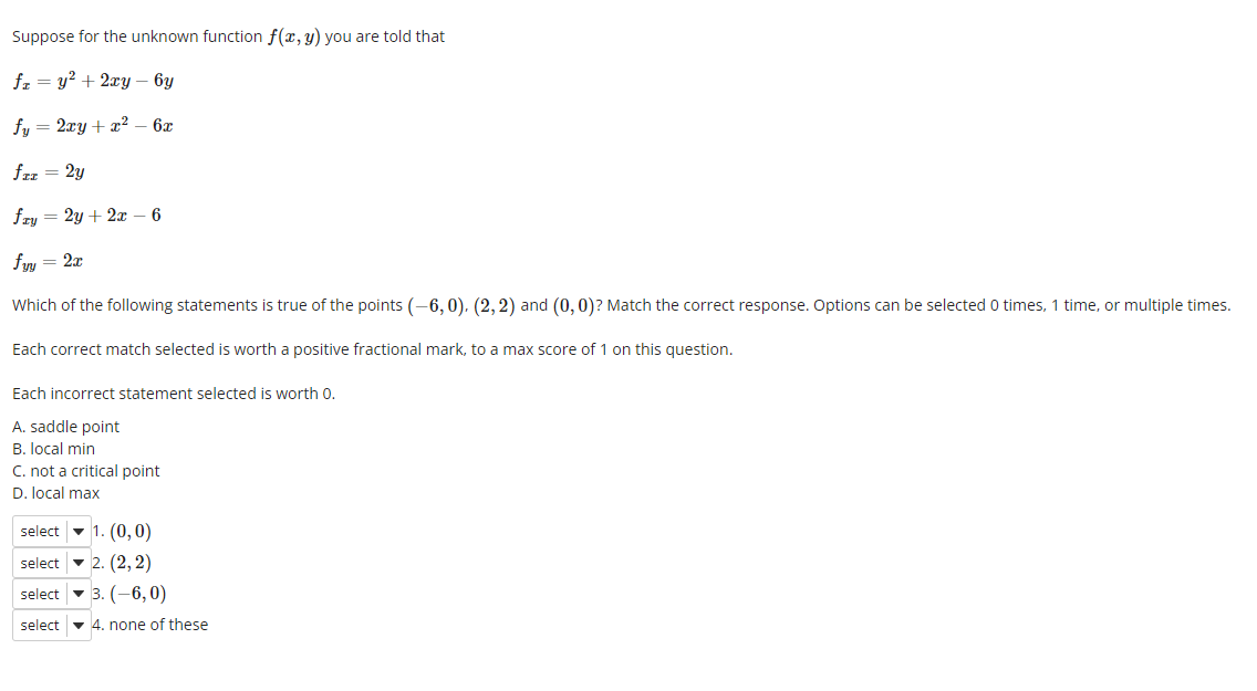 Solved Suppose for the unknown function f(x,y) you are told | Chegg.com