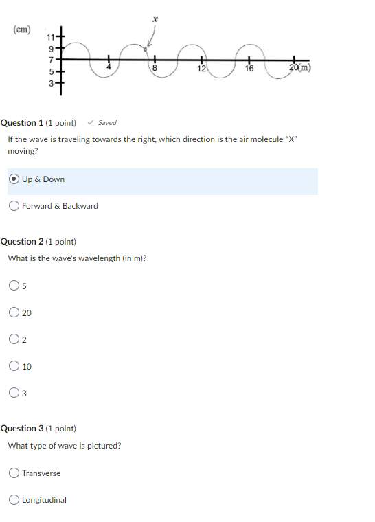 Solved (cm Question 1 (1 point) Saved If the wave is | Chegg.com
