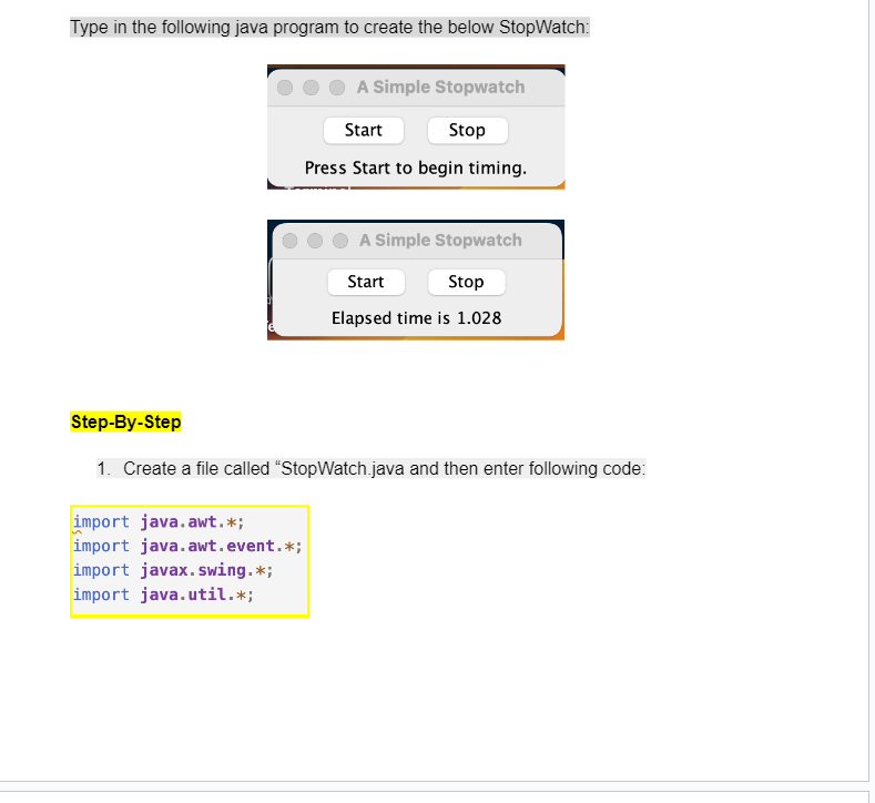 Solved Type in the following java program to create the