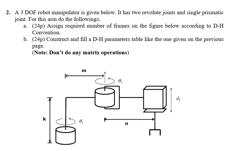 Solved 2. A 3 DOF robot manipulator is given below. It has | Chegg.com