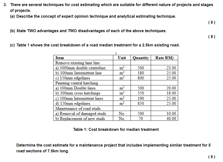 Solved 3. There Are Several Techniques For Cost Estimating | Chegg.com