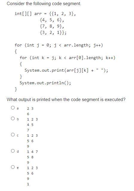 Consider The Following Code Segment Int Arr Chegg Com