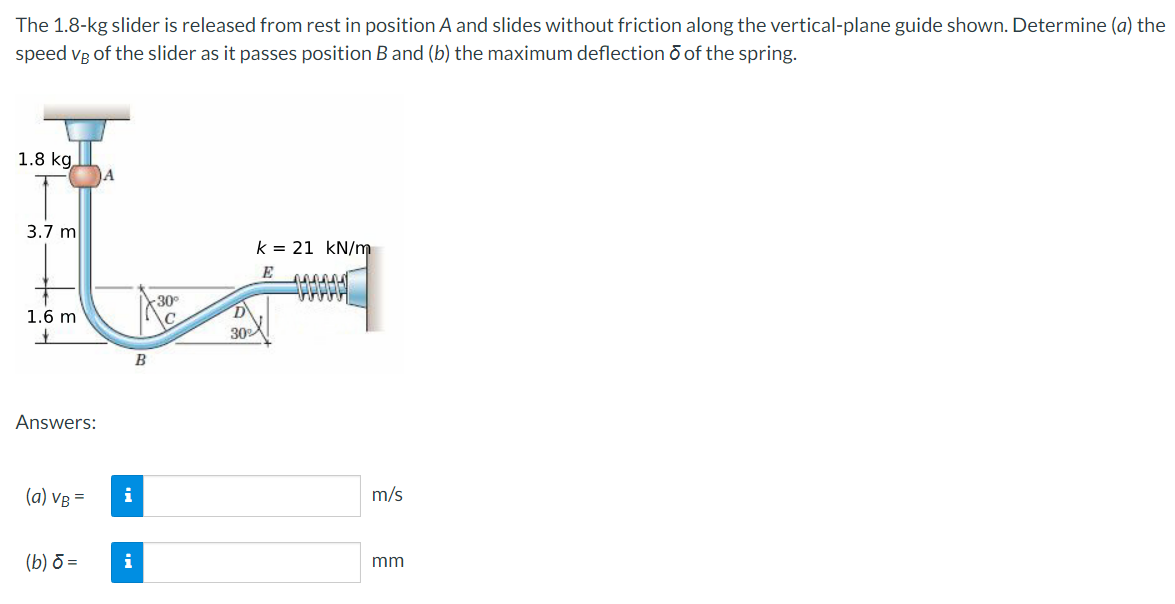 Solved The 1.8-kg ﻿slider Is Released From Rest In Position | Chegg.com