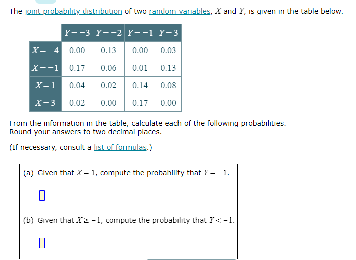 Solved The joint probability distribution of two random | Chegg.com