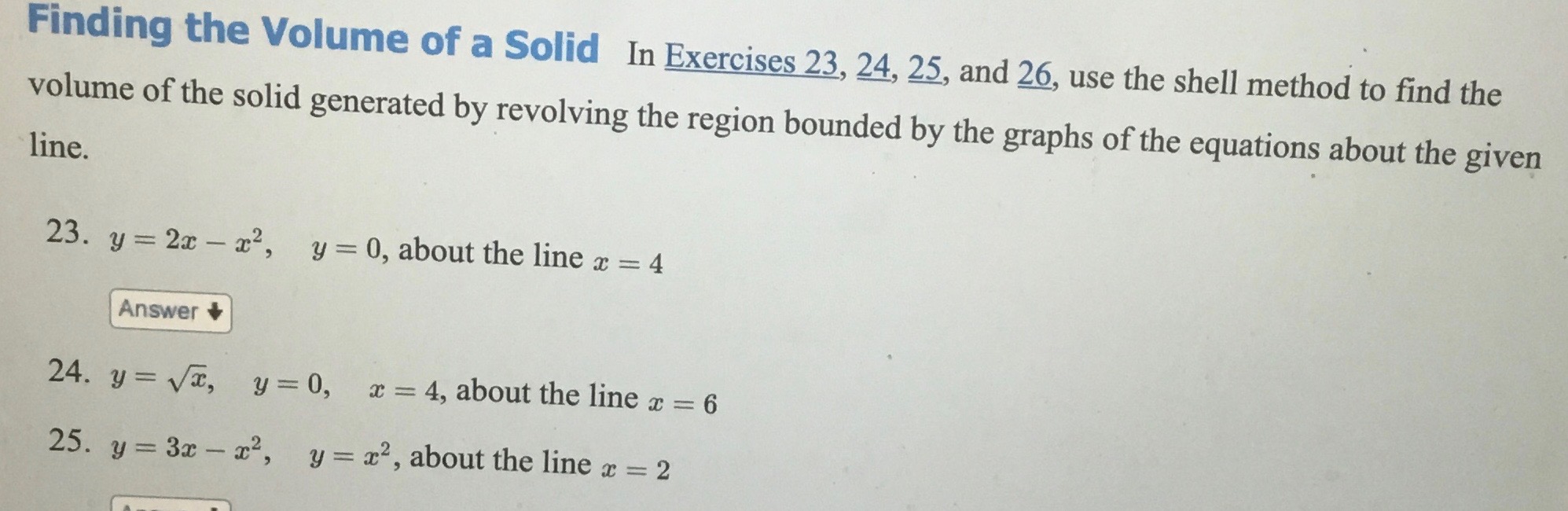 Solved Finding The Volume Of A Solid In Exercises 23 24 25 Chegg Solved Finding The Volume Of A Solid In Exercises 23 24 25 Chegg