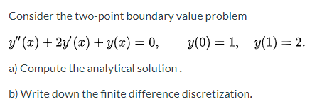 Solved Consider the two-point boundary value problem y" (x) | Chegg.com