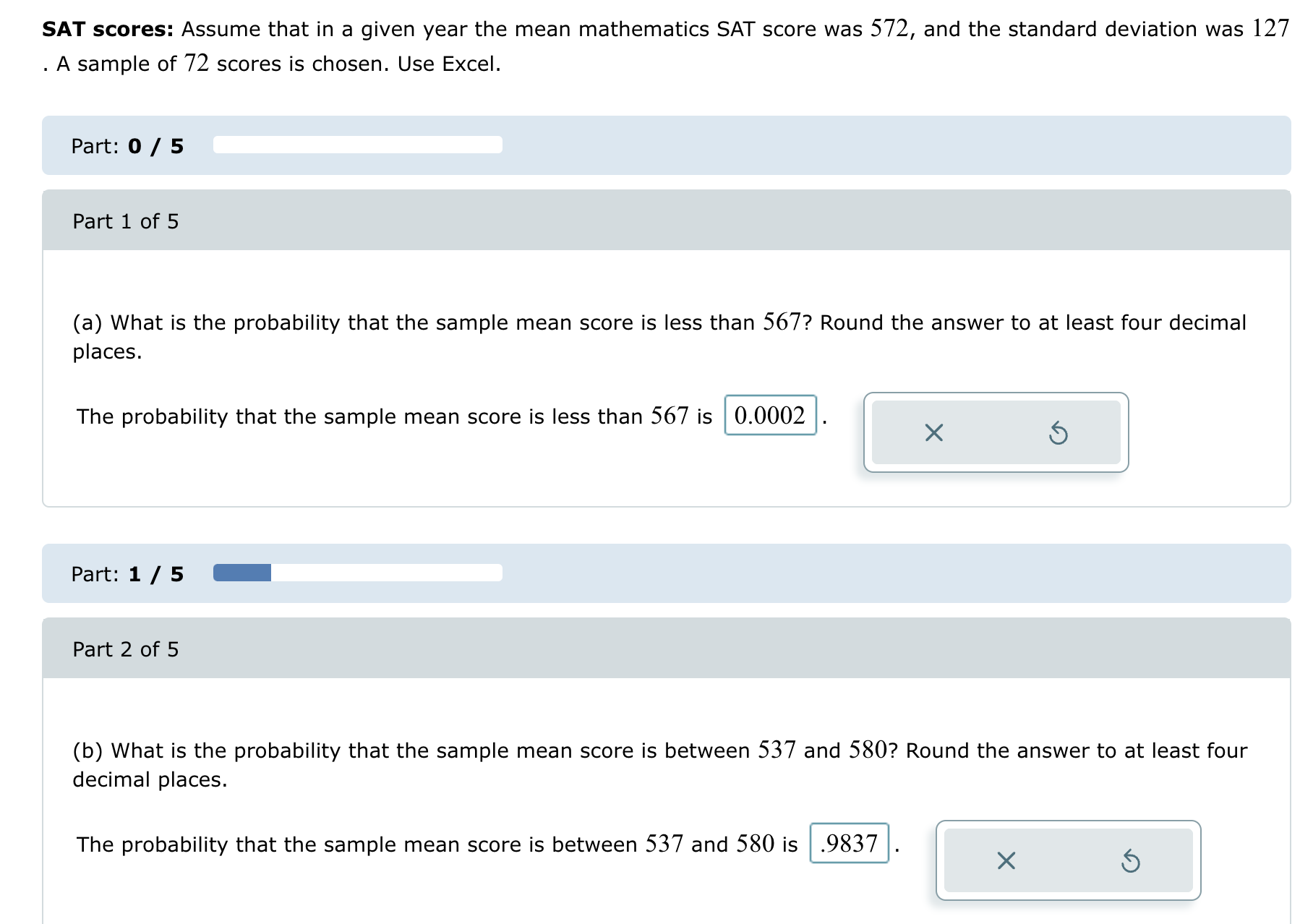 Solved SAT scores: Assume that in a given year the mean | Chegg.com