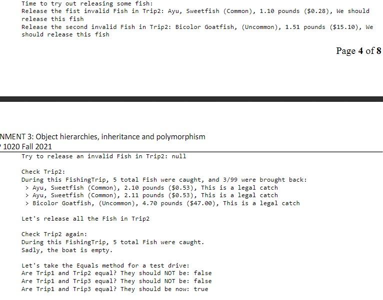 Solved The Fish Type class should have: . . . Four instance | Chegg.com