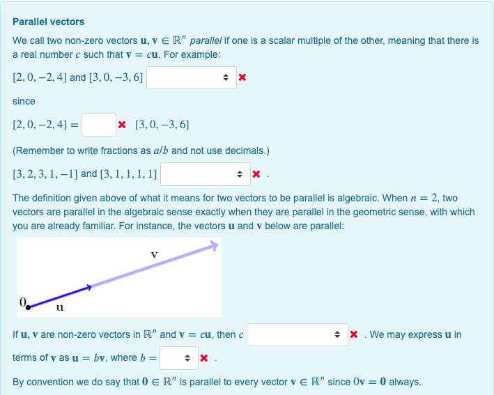 Solved Parallel vectors We call two non-zero vectors u, V | Chegg.com