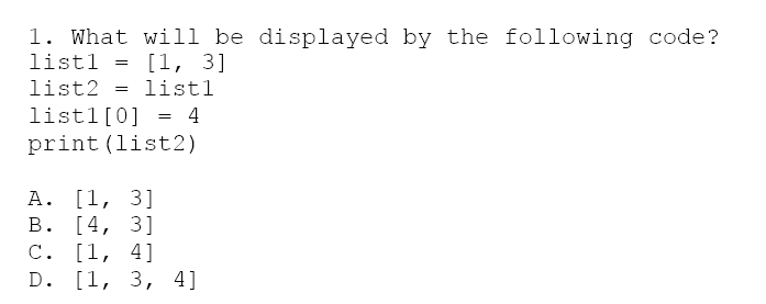 Solved 1. What will be displayed by the following code? | Chegg.com