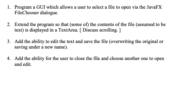Solved 1. Program a GUI which allows a user to select a file | Chegg.com