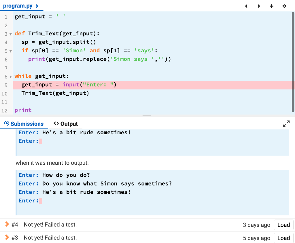 Solved Testing the example in the question. Testing when no | Chegg.com