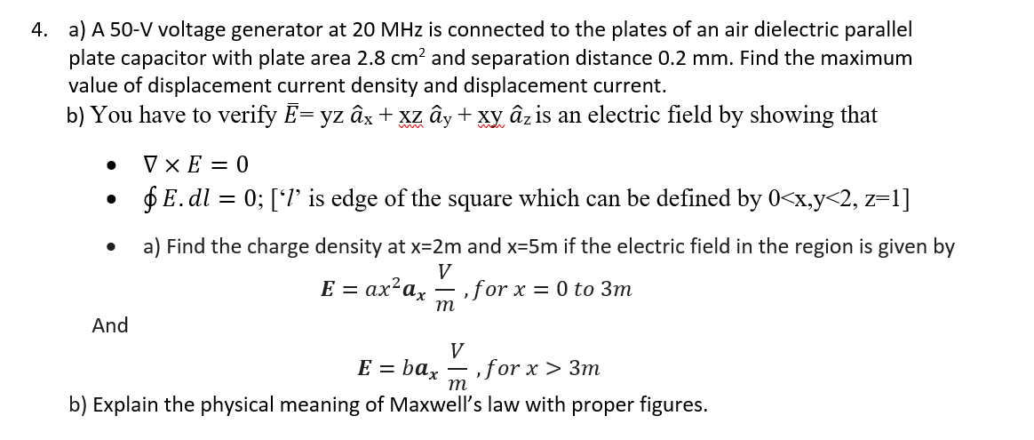 Solved 4. a) A 50-V voltage generator at 20 MHz is connected | Chegg.com