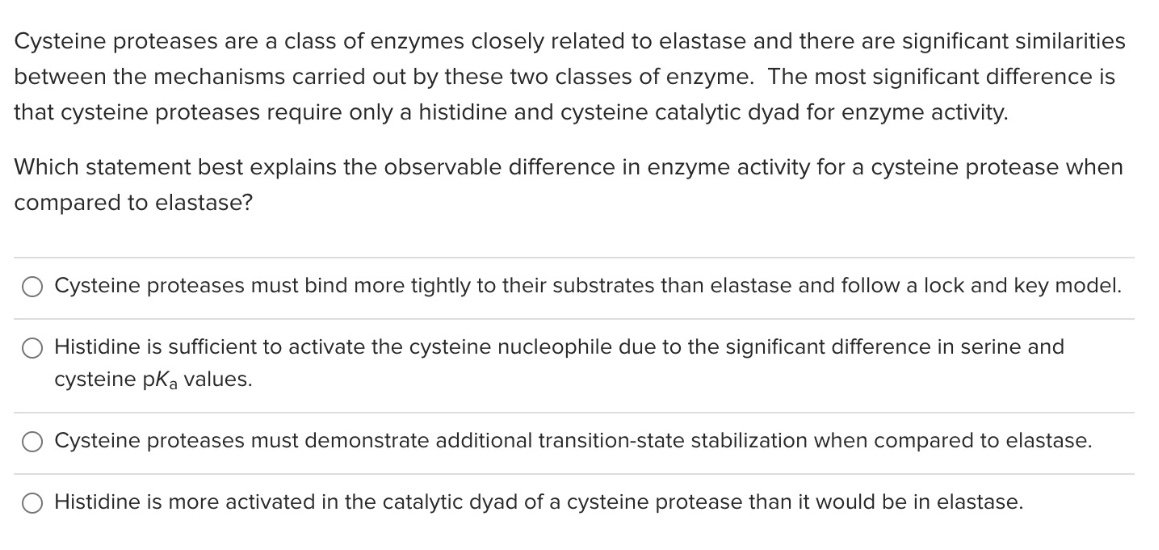 Solved Cysteine proteases are a class of enzymes closely | Chegg.com