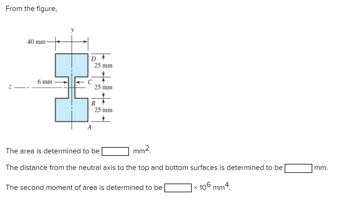 Solved Find the second moment of area, the location of the