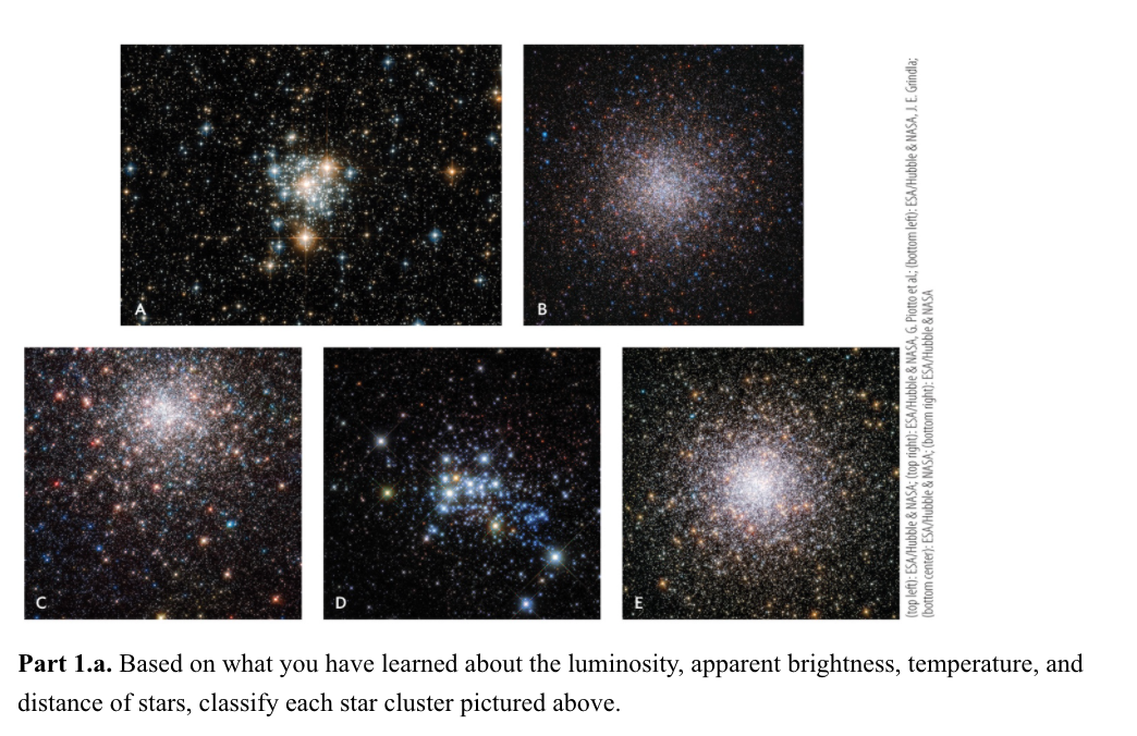 Solved C distance of stars, classify each star cluster | Chegg.com