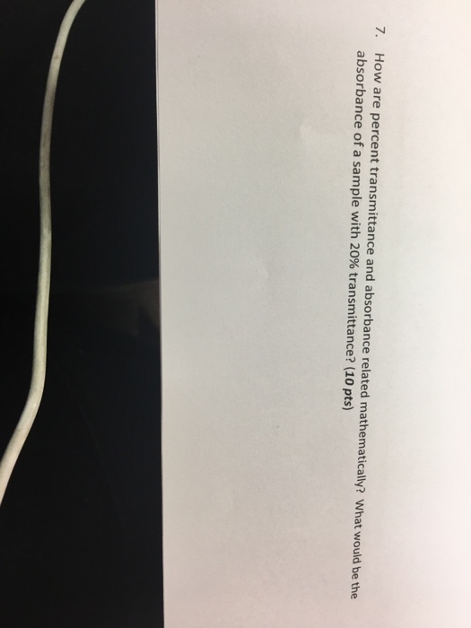 Solved How are percent transmittance and absorbance related