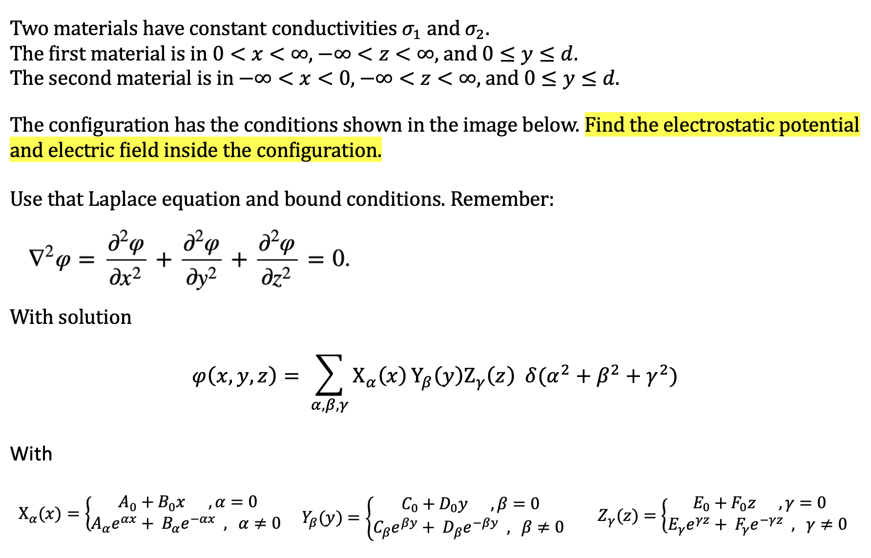 Solved Two materials have constant conductivities σ1 and σ2. | Chegg.com