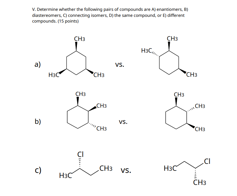 Solved V. Determine whether the following pairs of compounds | Chegg.com