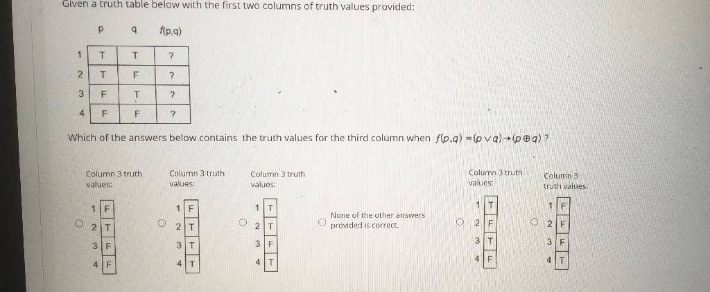 Solved Given a truth table below with the first two columns | Chegg.com