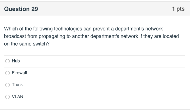 Solved Question 29 1 Pts Which Of The Following Technologies | Chegg.com